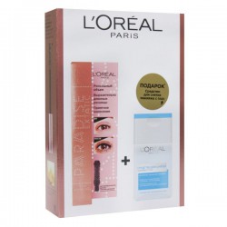 Набор подарочный L'Oreal 2019 тушь для ресниц Парадиз Экстатик черная + средство для снятия макияжа с глаз 6.4 мл + 125 мл