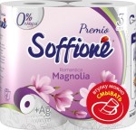 Туалетная бумага, Soffione (Соффионе) 4 шт Premio Romantica Magnolia 3-слойная с ароматом магнолии и светло-розовым тиснением