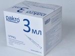 Шприц одноразовый, Pakro (Пакро) 3 мл р. 0.6ммх30мм 23Gx1 1/4