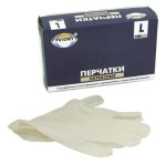 Перчатки латексные, Aviora (Авиора) р. L 50 шт опудренные пара белые картон. коробка