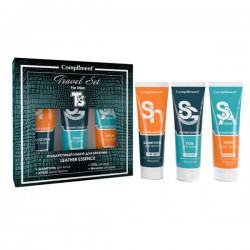 Набор подарочный Compliment Тревел Сет Лезер эссенс №1551 шампунь + гель для душа + крем после бритья + мочалка 80 мл + 80 мл + 80 мл