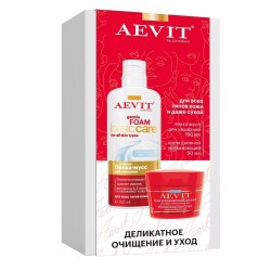 Набор подарочный Librederm Аевит Деликатное очищение и уход для всех типов кожи лица - крем увлажняющий дневной + нежная пенка-мусс для умывания Очищение и демакияж 50 мл + 150 мл